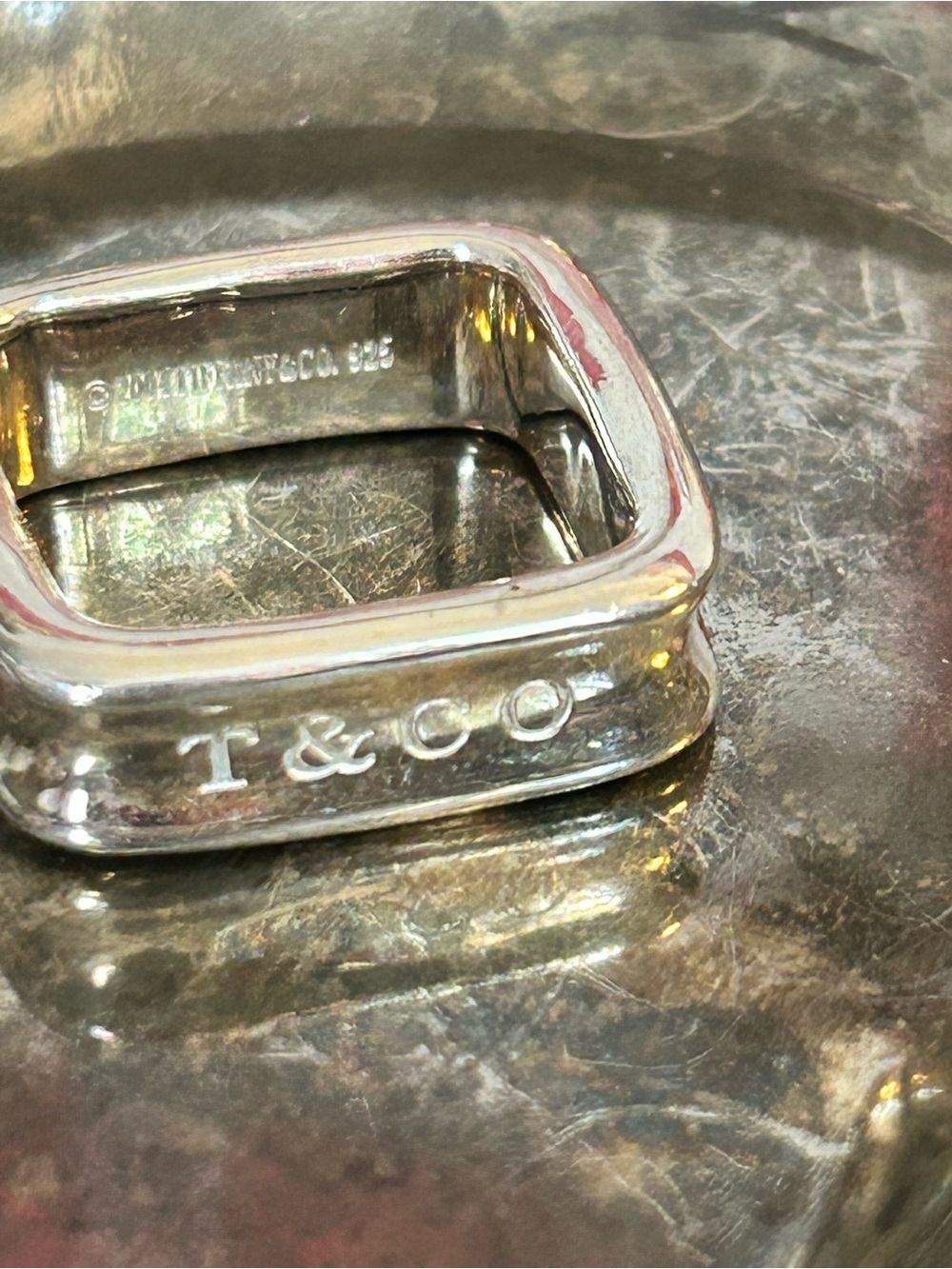 Tiffany & Co. Square Silver Ring T & CO Preloved size 7